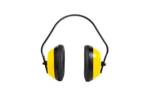 Yellow noise-reducing headphones