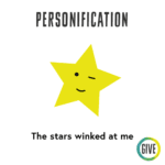 Personification. A winking star above text "The stars winked at me".